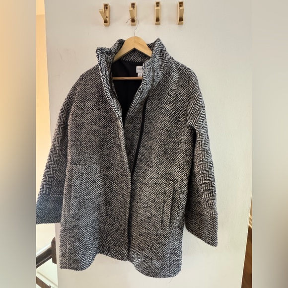 J. Crew Herringbone Black and White Wool Blend Size 6 - Picture 2 of 8
